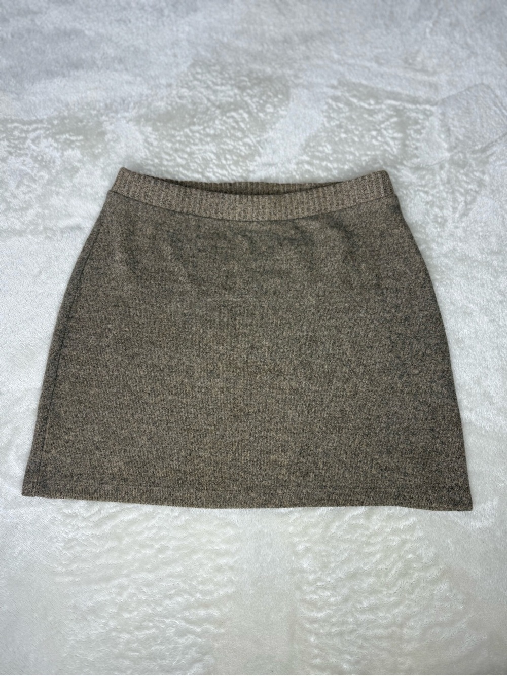 Zara Brown Taupe Knit Mini Skirt Size S A Line Elastic Waist